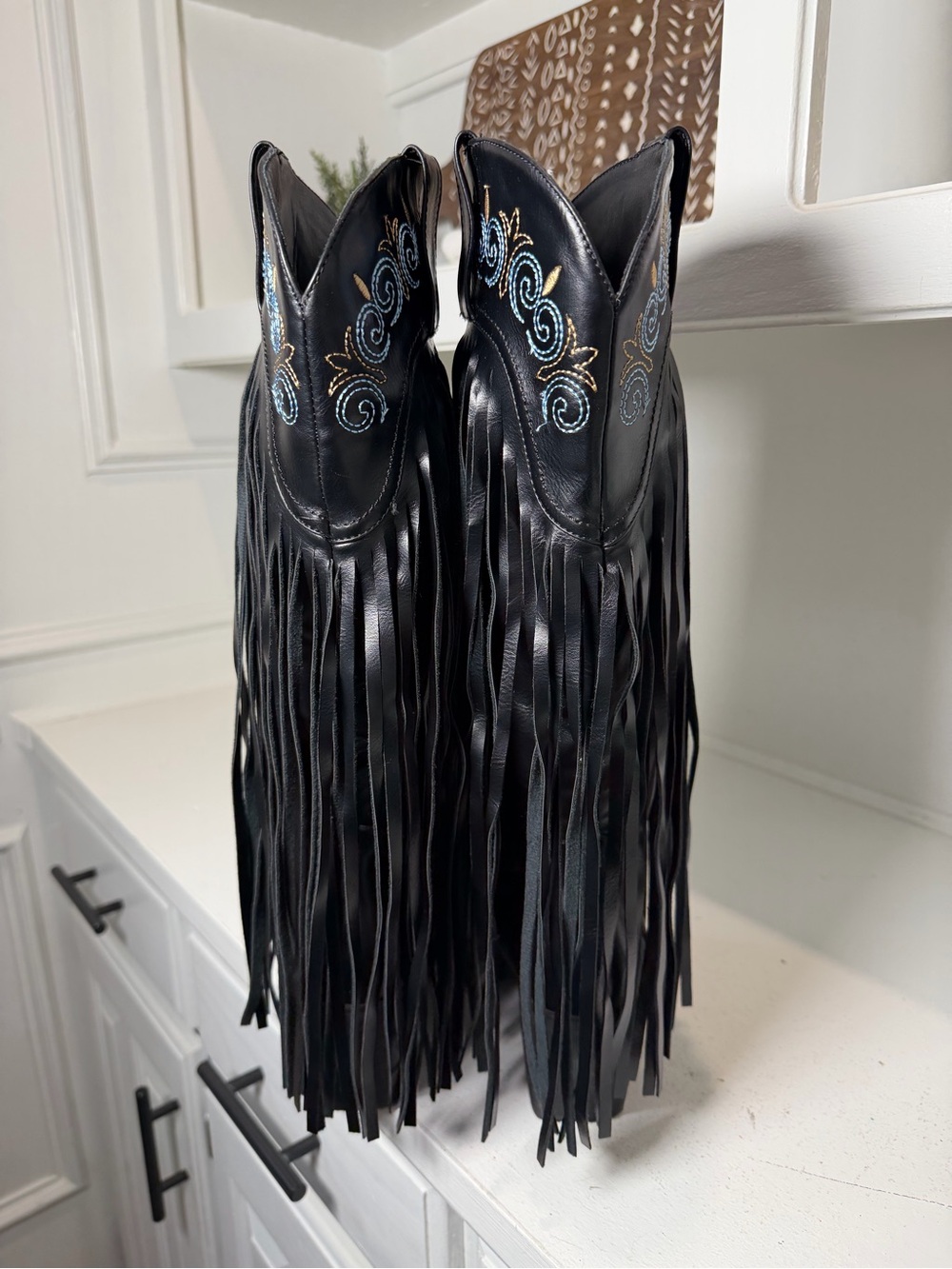 **SOLD**Wetkiss Fringe Cowboy Boots Women's 8 Black Western Boots Festival - Picture 5 of 9